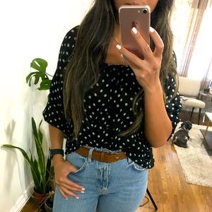 Sheer polka dot blouse